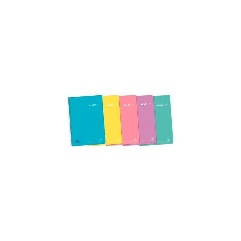 Pack De 5 Unidades Enri Cuaderno Espiral Folio 80h 4x4mm C/M Tapa Pp C/Surtidos Pastel