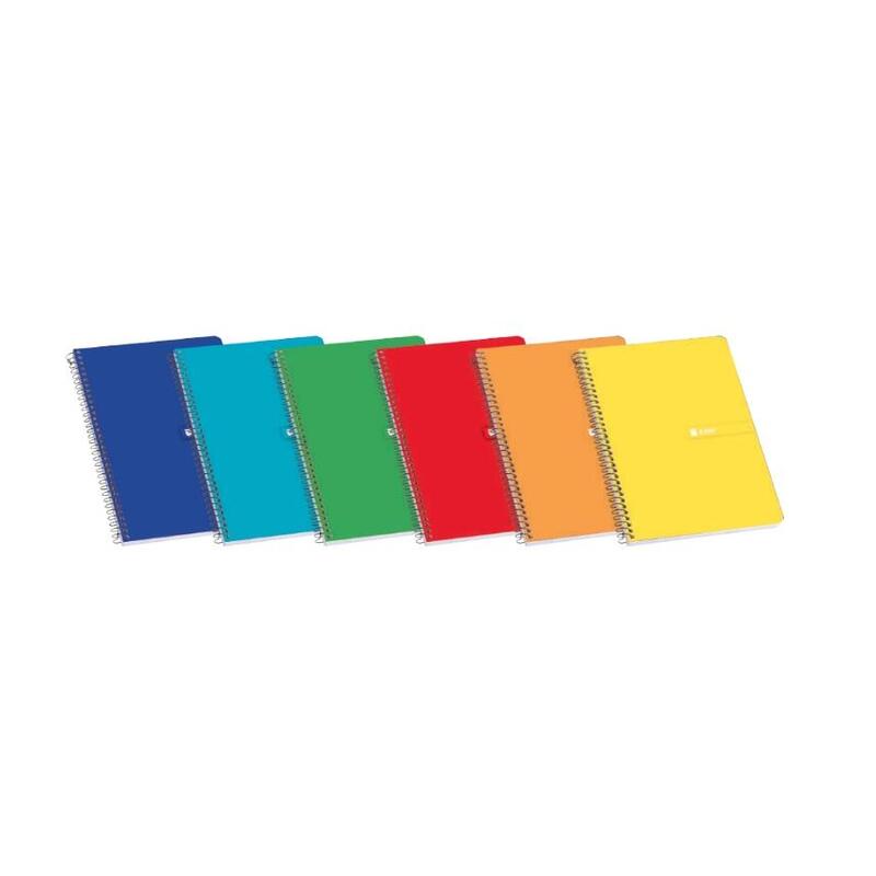 Pack De 5 Unidades Enri Plus Cuaderno Espiral Formato Folio Cuadriculado 4x4mm - 80 Hojas 60gr Con Margen - Cubierta Dura - Colores Surtidos
