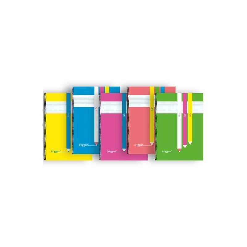 Pack De 5 Unidades Eriggan Cuaderno Espiral Folio 80h 90gr 3mm Tapa Pp C/Surtidos