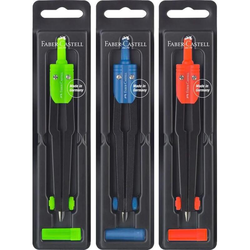 Pack De 5 Unidades Faber-Castell Compas Escolar - Circunferencias De Hasta Ø 360mm - Incluye Bote De Minas - Colores