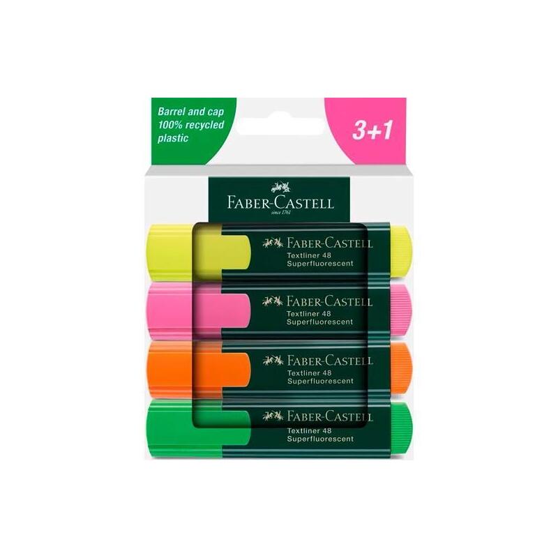 Pack De 5 Unidades Faber Castell Marcador Fluorescente Textliner 48 C/Surtidos Blíster 3+1 Ud