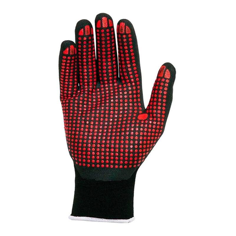 Pack De 5 Unidades - Guante Nailon / Licra Con Palma Nitrilo Foam/Puntos, Agility® Dots, Negro Y Rojo, T-9 L