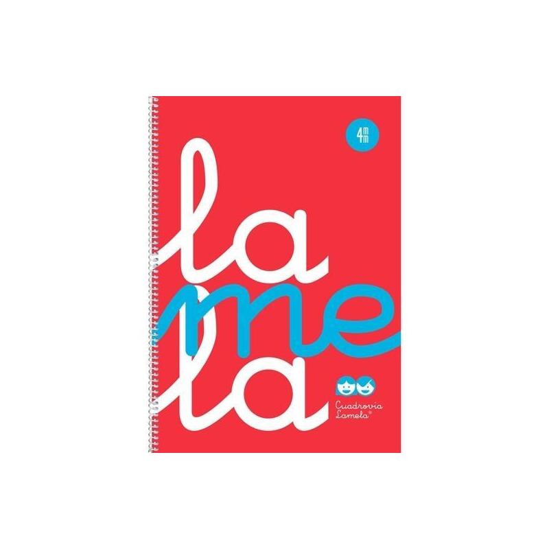 Pack De 5 Unidades Lamela Cuaderno Espiral 80h Folio 90gr C/M Cuadrovía 5mm Cubierta Pp Flúor Rojo