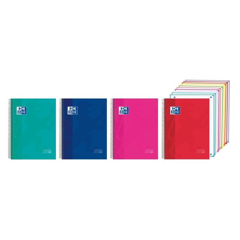 Pack De 5 Unidades Oxford Cuaderno De Espiral - Formato A4+ - 200 Hojas - Cuadricula 5x5mm - Tapa Extradura - Anti