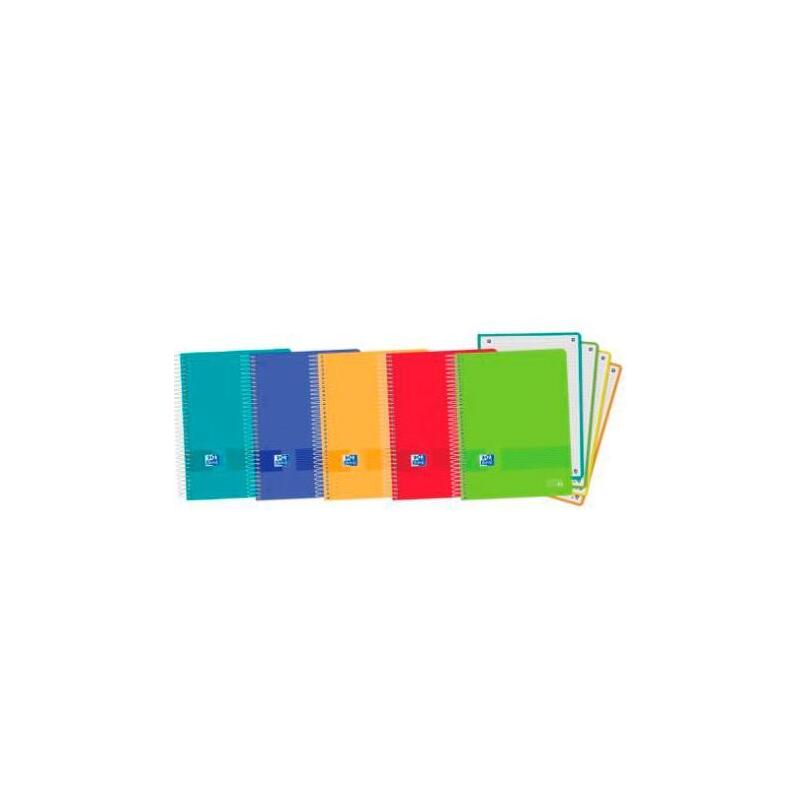 Pack De 5 Unidades Oxford Cuaderno Europeanbook 4 Live & Go 120 Hojas 5x5 Microperforado T/ Plástico A5+ Colores Surtidos