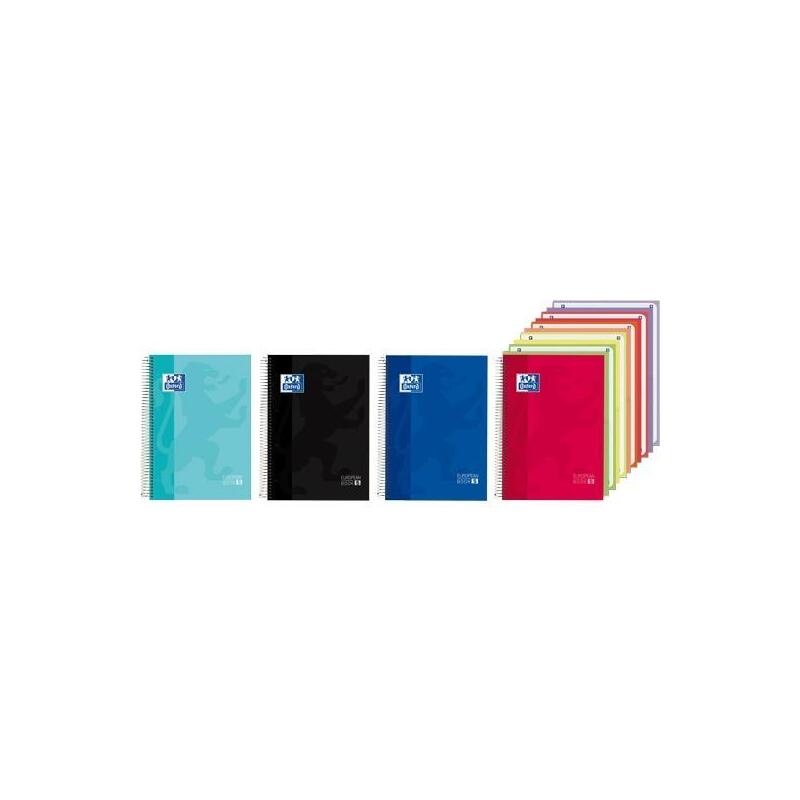 Pack De 5 Unidades Oxford Cuaderno Europeanbook 5 Classic + 5 Bolsas A4+ 150h 5x5 Write&Erase Tapa Extradura Colores Surtidos