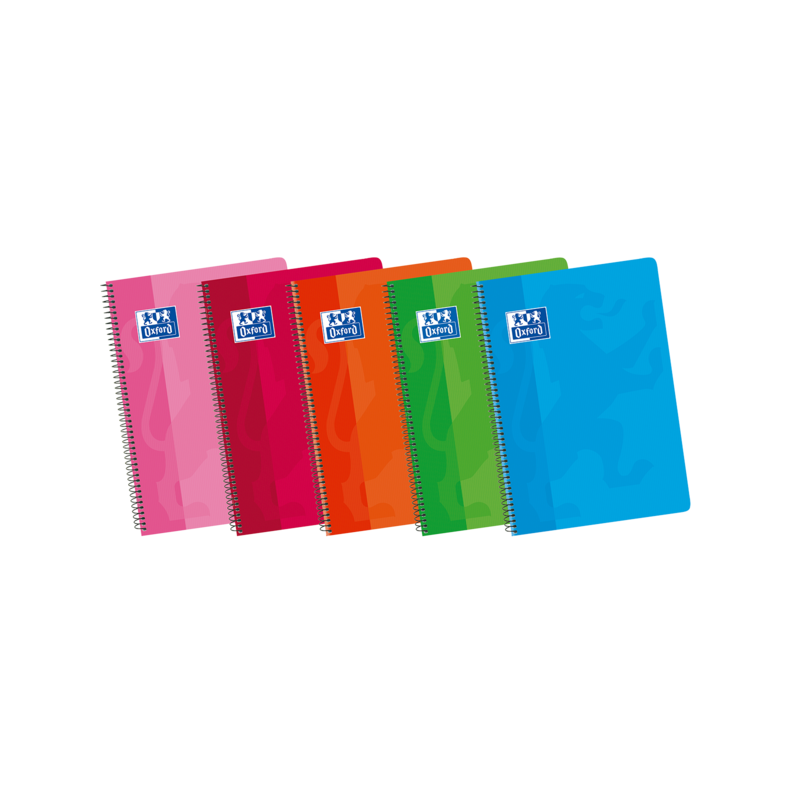 Pack De 5 Unidades Oxford School Classic 4º Cuaderno Espiral Tapa Blanda Liso - 80 Hojas - Colores Surtidos