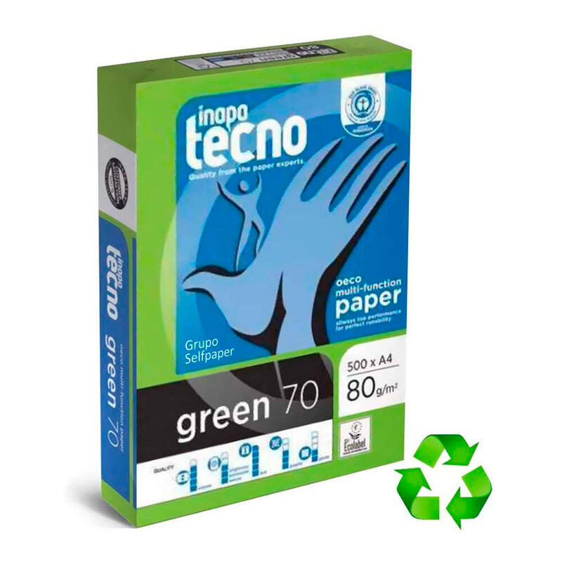 Pack De 5 Unidades - Pack Con 500 Hojas De Papel Multifunción Reciclado Dina4 80g Para Impresora
