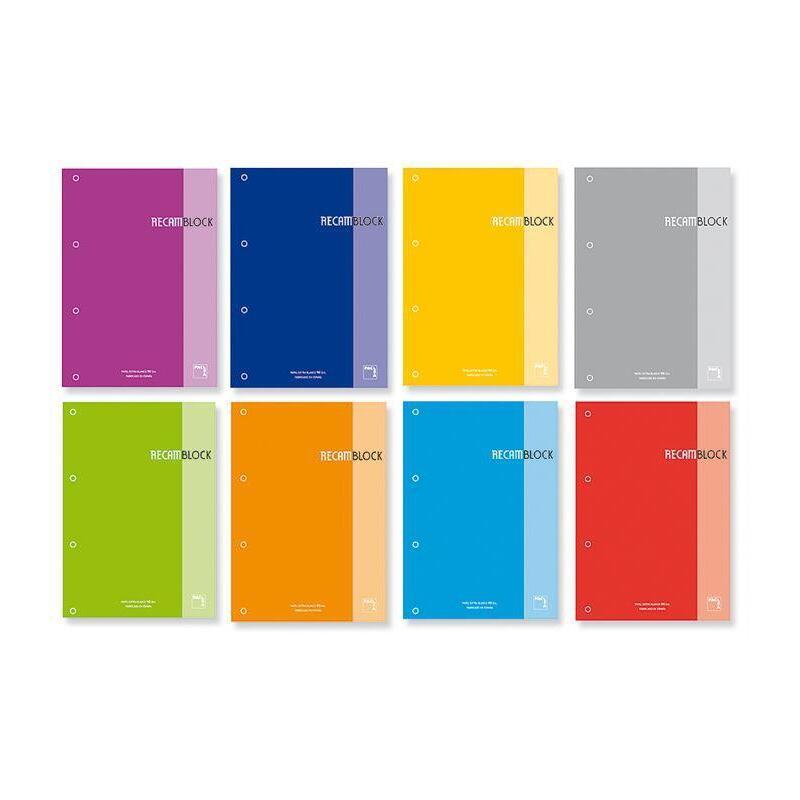 Pack De 5 Unidades Pacsa Recambio 100h A4 Encolado 90gr 5x5 4 Taladros Recamblock Azul