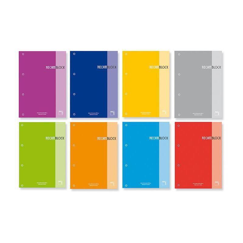 Pack De 5 Unidades Pacsa Recambio 100h A4 Encolado 90gr 5x5 4 Taladros Recamblock Rojo