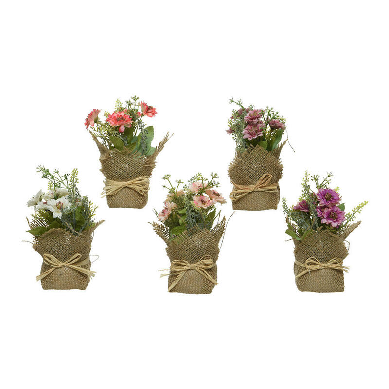 Pack De 5 Unidades - Planta Artificial Mini Con Arpillera Ø7x17cm Modelos Surtidos Colores / Modelos Surtidos