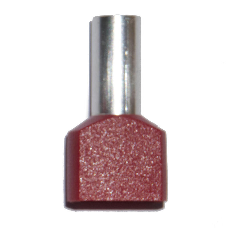 Pack De 5 Unidades - Puntera Aislada 01,00 Mm², Doble, Roja, 100 Uds