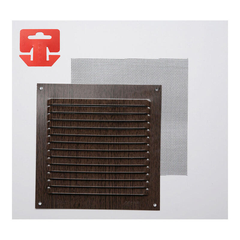 Pack De 5 Unidades - Rejilla Con Mosquitera Aluminio 0.6 Imitacion Wenge 150x150mm (G)