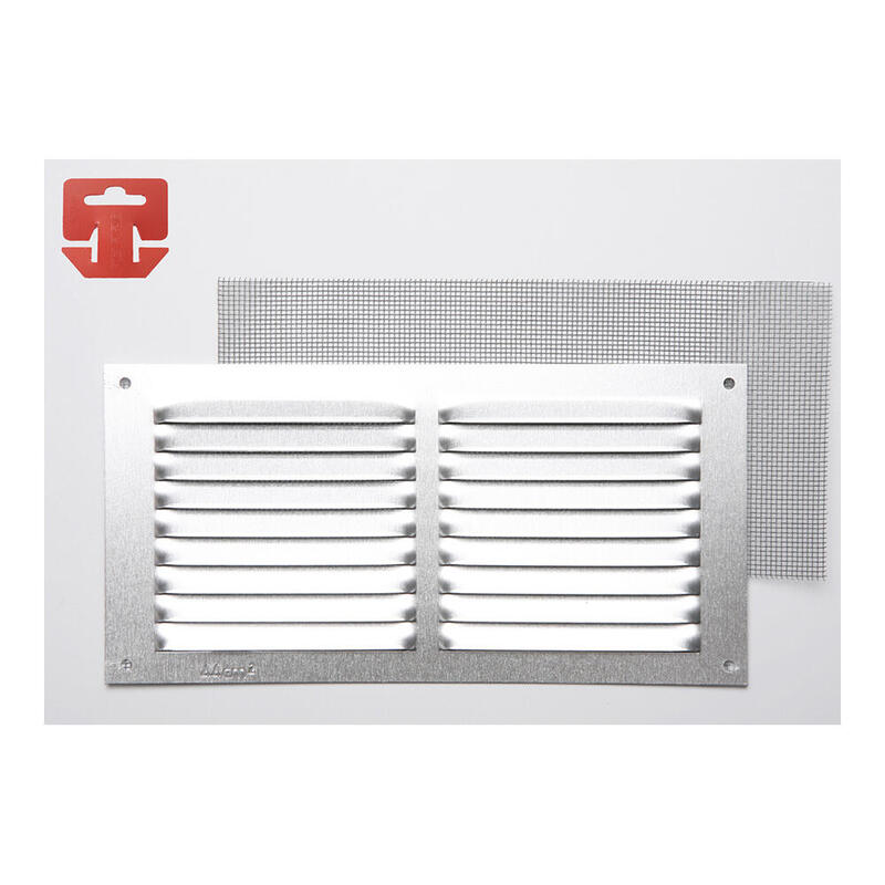 Pack De 5 Unidades - Rejilla Con Mosquitera. Aluminio 0.6 Natural 200x100mm (G)