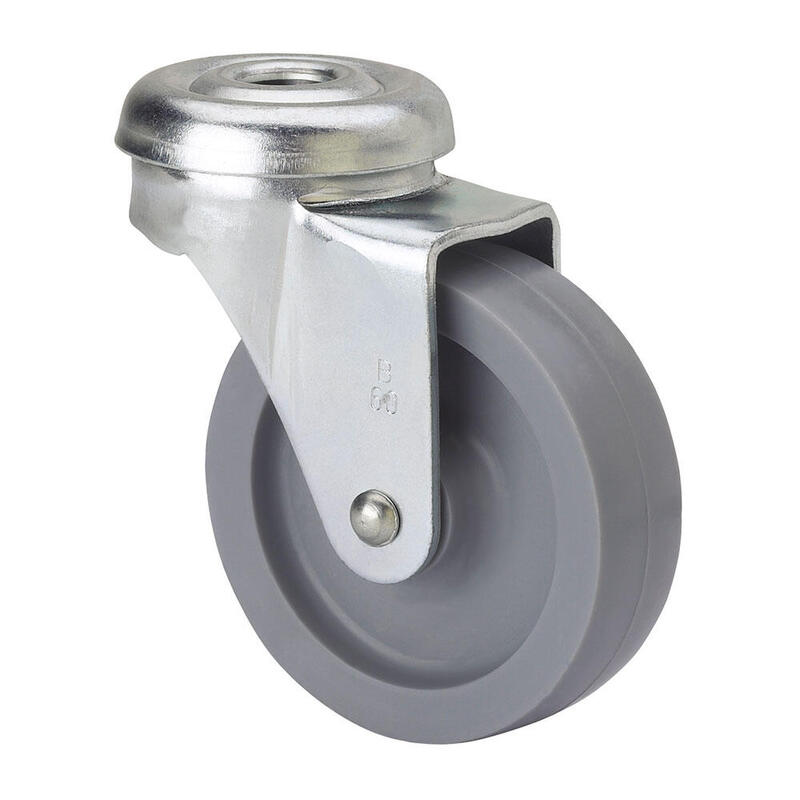 Pack De 5 Unidades - Rueda Giratoria Con Agujero Y Eje Liso, Color Gris, Carga Máx. 22 Kg, Ø 4 Cm
