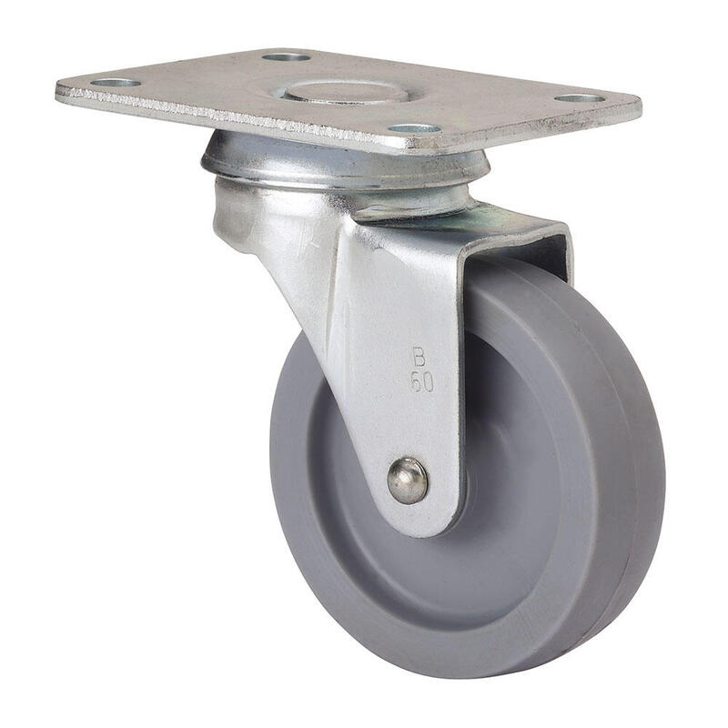 Pack De 5 Unidades - Rueda Giratoria Con Placa Y Eje Liso, Color Gris, Carga Máx. 15 Kg, Ø 3 Cm