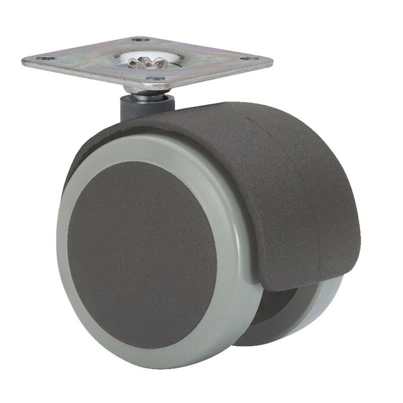 Pack De 5 Unidades - Rueda Giratoria Con Placa Y Eje Liso, Color Negro / Gris, Carga Máx. 50 Kg, 42 X 42 Mm, Ø 5 Cm
