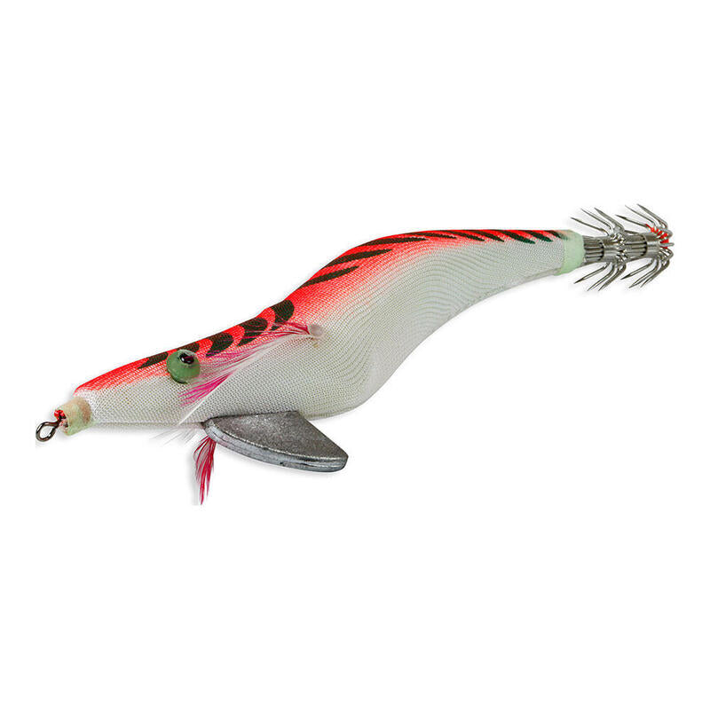Pack De 5 Unidades - Señuelo Artificial Especial Para La Pesca Del Calamar Y La Sepia 135 Mm Color Rojo Barriga Blanca