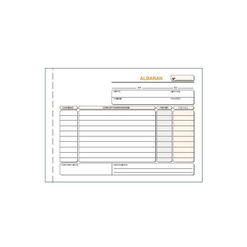 Pack De 5 Unidades Talonario Albaranes Cuarto Apaisado Triplicado Autocopia