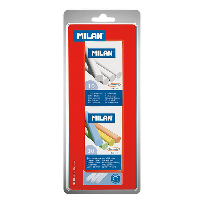 Pack De 5 Unidades - Tizas Blancas Y De Colores, Blister Con 2 Cajas Que Conitiene 20 Uds