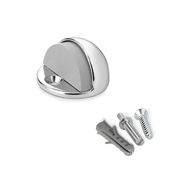 Pack De 5 Unidades - Tope De Puerta Metalico Con Tornillo Cromado (Blister) Inofix