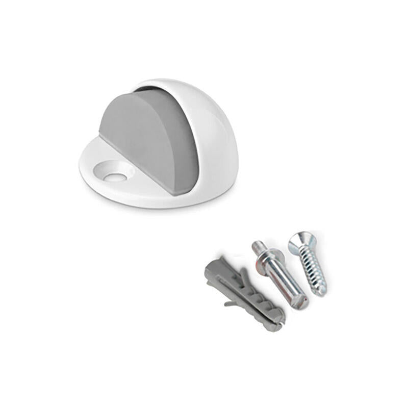 Pack De 5 Unidades - Tope Puerta Metalico Con Tornillo Blanco (Blister) Inofix