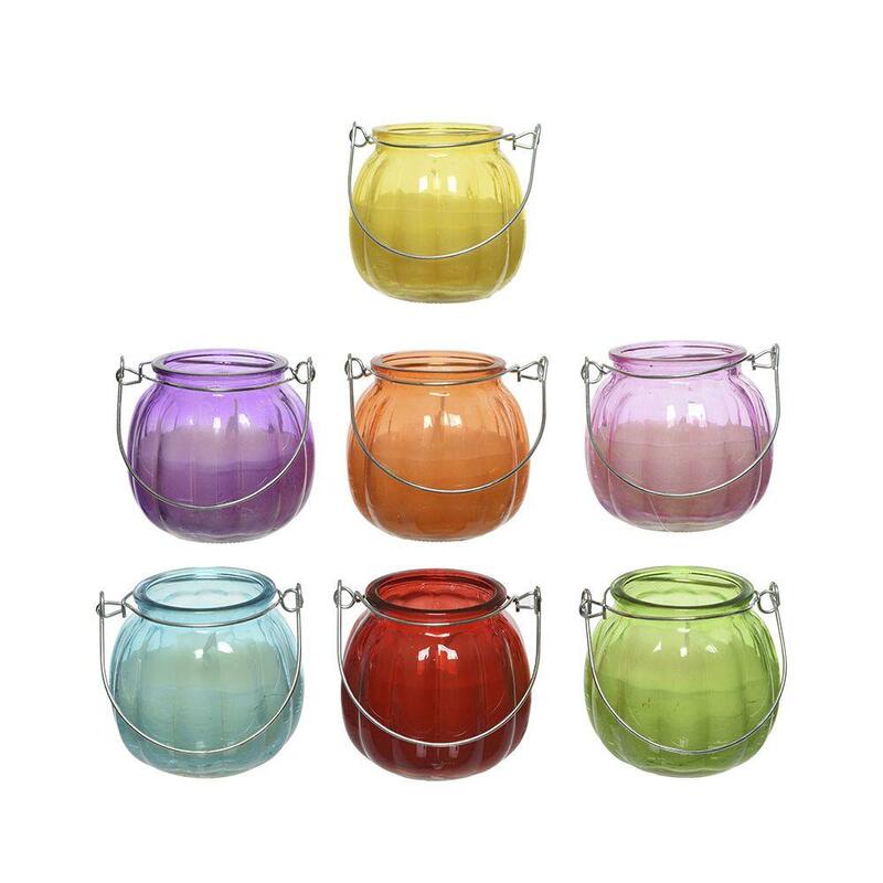 Pack De 5 Unidades - Vela Citronela Con Recipiente De Cristal, Ø8 X 8 Cm, Colores Surtidos