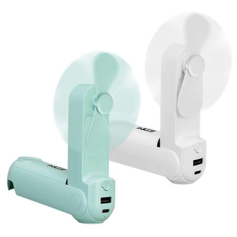 Pack De 5 Unidades - Ventilador De Mano Plegable Con Linterna Y Powerbank, Colores Surtidos, 3,7 X 11,9 Cm