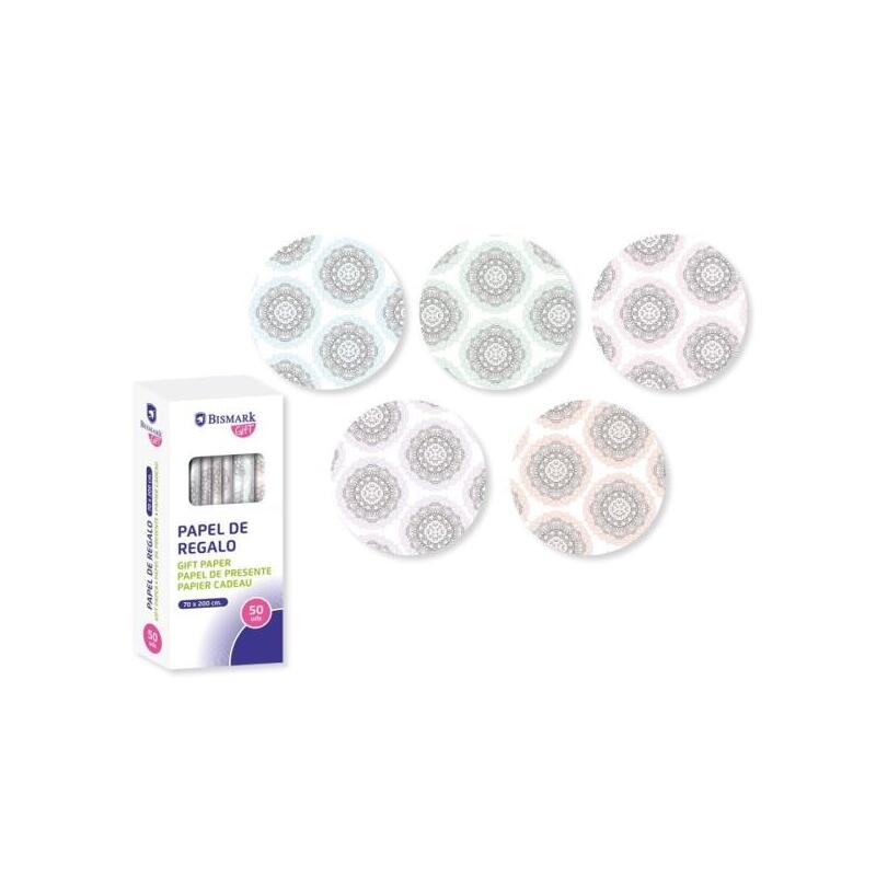 Pack De 50 Unidades Bismark Mandalas Rollo De Papel Regalo - Medidas 70cmx200cm - 5 Diseños Diferentes
