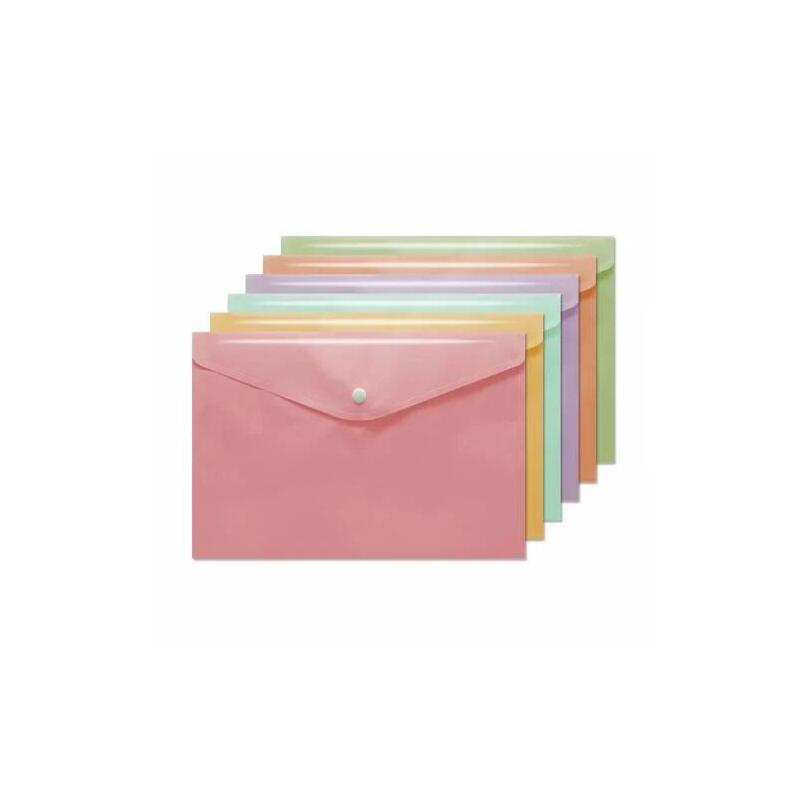Pack De 50 Unidades Bismark Sobre Portadocumentos A6 Con Broche - Fabricado En Polipropileno - Colores Pastel Surtidos