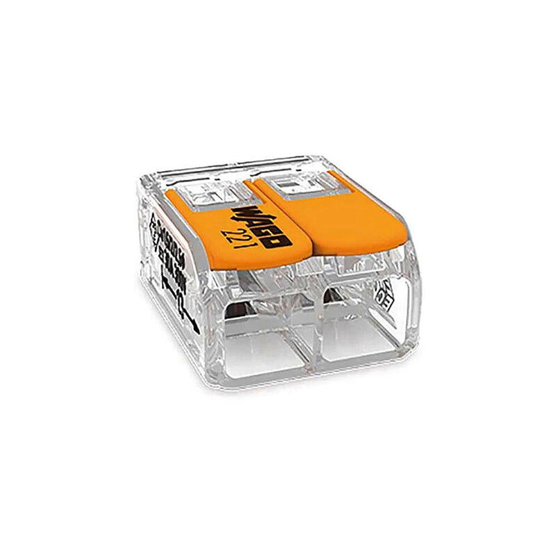 Pack De 50 Unidades - Conector Rápido Con Palanca 2 Vias, Ø Maximo 6 Mm², 450 V , 41 A; Transparente; 16 X 21,1 X 10,1 Mm