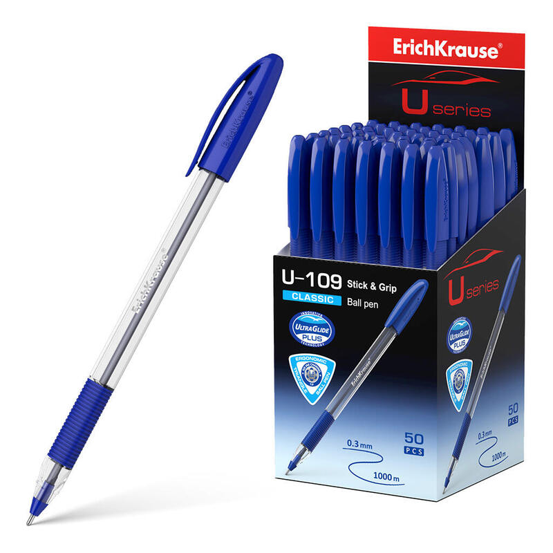 Pack De 50 Unidades Erichkrause Boligrafo U-109 Classic Stick&Grip - Ultra Glide Technology - Tinta Azul
