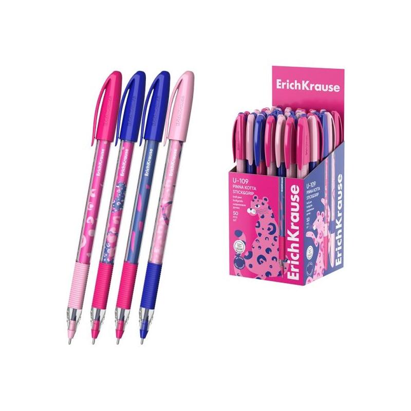 Pack De 50 Unidades Erichkrause U-109 Stick And Grip Pinna Kotta Boligrafo Con Capuchon - Modelos Surtidos - Trazo
