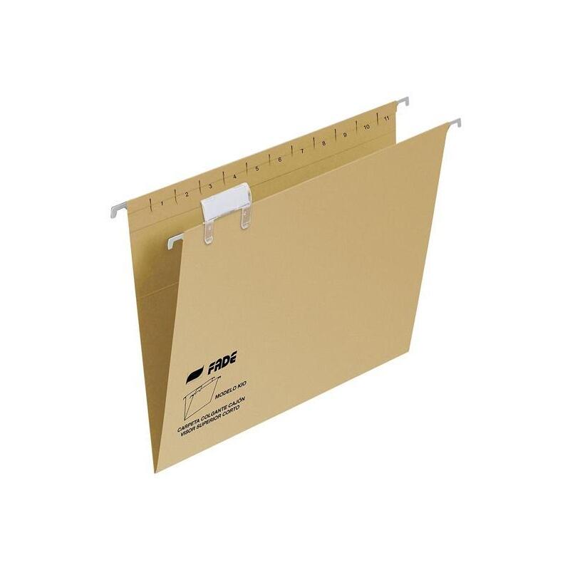 Pack De 50 Unidades Fade Carpeta Colgante Visor Superior Folio+ C/Etiquetas Cartulina Kraft Eco