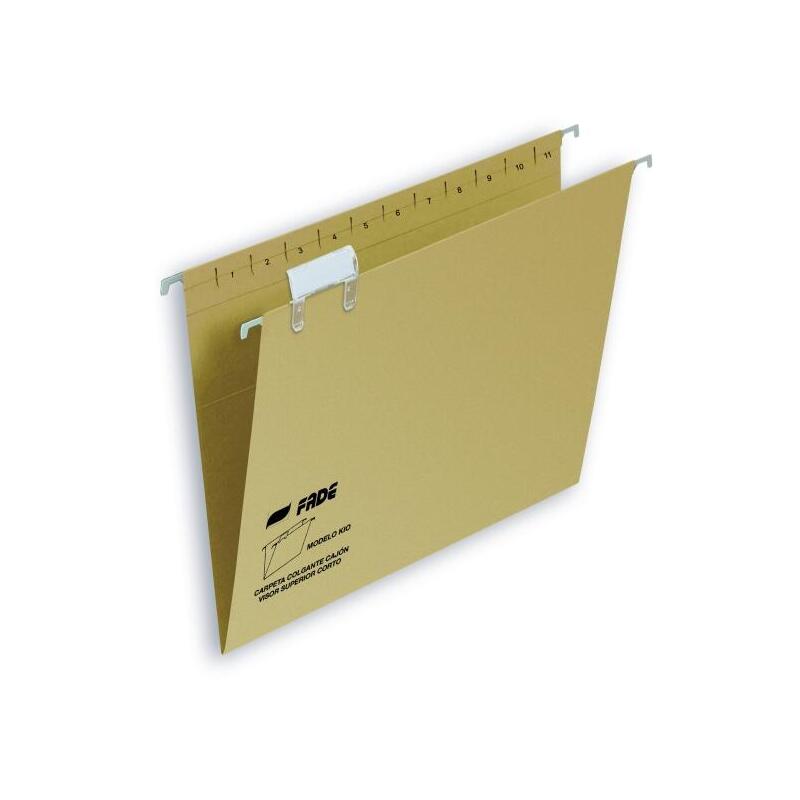 Pack De 50 Unidades Fade Kio Carpeta Colgante - Formato Folio - Lomo En V - Visor Con Efecto Lupa - Varilla Metalica -