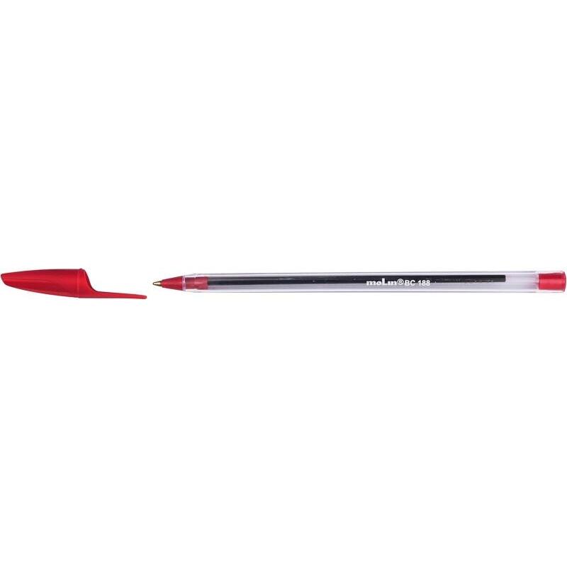 Pack De 50 Unidades Molin Boligrafo De Bola Punta Media - Tinta Aceite - Secado Rapido - Rojo