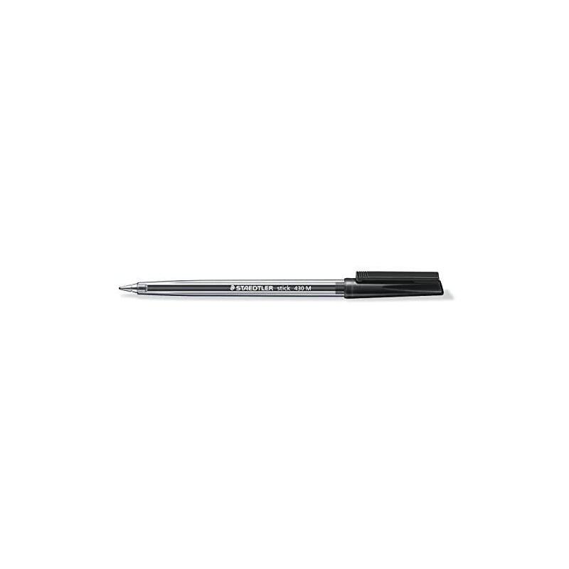 Pack De 50 Unidades Staedtler Stick 430 Boligrafo Con Capuchon - Punta 0.35mm - Tinta Endeleble - Color Negro