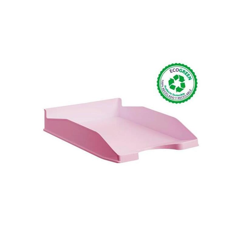 Pack De 6 Unidades Archivo 2000 Bandeja Ecogreen Apilable 3 Posiciones 345x255x60mm Reciclado Rosa Pastel