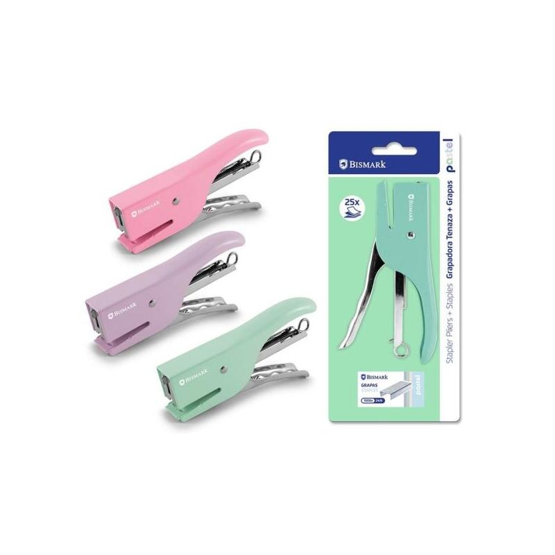 Pack De 6 Unidades Bismark Grapadora De Tenaza + 1000 Grapas 24/6 - Capacidad De Grapado 25 Hojas - Diseño Ergonomico -