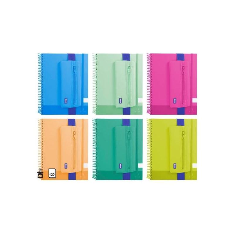 Pack De 6 Unidades Bismark Pack De Cuaderno Espiral A4 120 Hojas 90grs Cuadricula 5x5 + Portatodo De Neopreno - Hojas