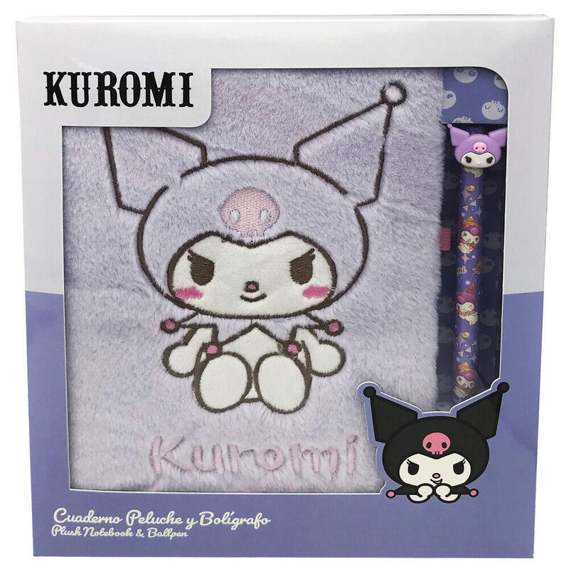 Pack De 6 Unidades - Blister Cuaderno Peluche + Boligrafo Kuromi Hello Kitty