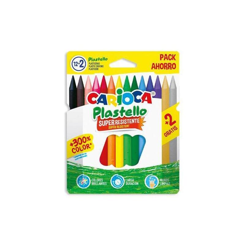 Pack De 6 Unidades Carioca Plasticeras Resistentes Plastello Colores Surtidos Estuche 12+2 Ud