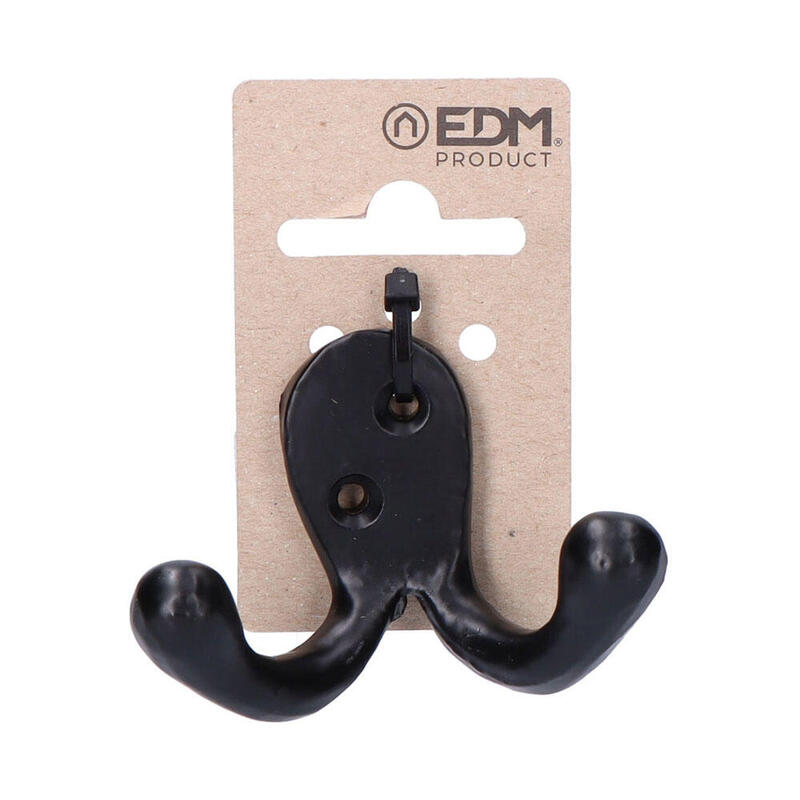 Pack De 6 Unidades - Colgador Doble Forja Negro En Cartón Colgante Edm