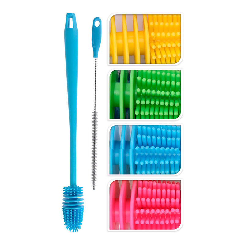 Pack De 6 Unidades - Conjunto De 2 Cepillos Limpia Botellas Colores Variados