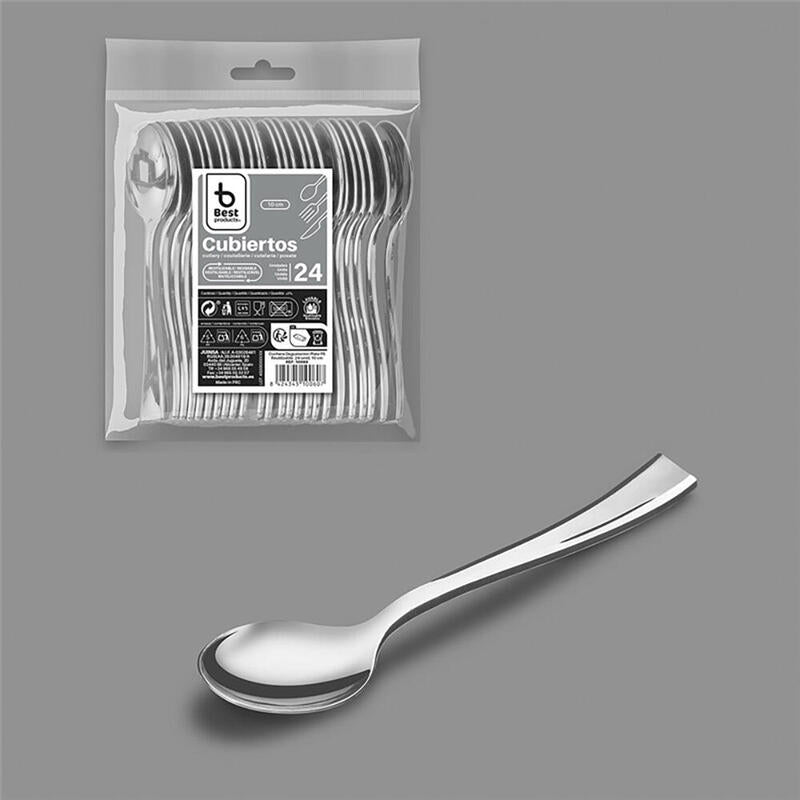 Pack De 6 Unidades - Cuchara De Degustación 10 Cm, Plata, 24 Unidades