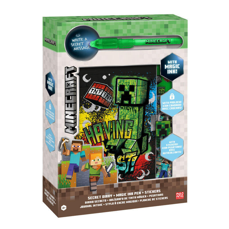 Pack De 6 Unidades - Diario + Boligrafo Magico Minecraft