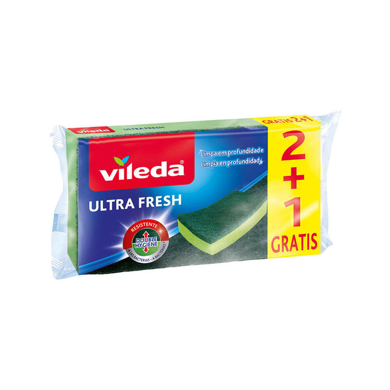 Pack De 6 Unidades - Estropajo Ultra Fresh Con Esponja 2+1 Antibacterias
