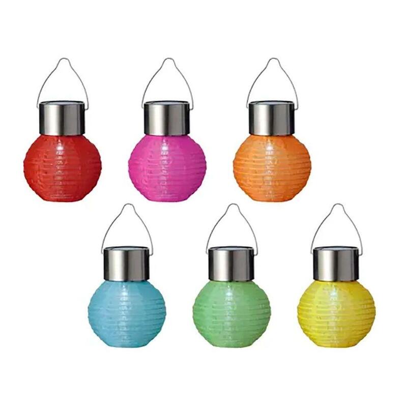 Pack De 6 Unidades - Farolillo Redondo Solar, Colores Surtidos, Ø7 X 9,5 Cm