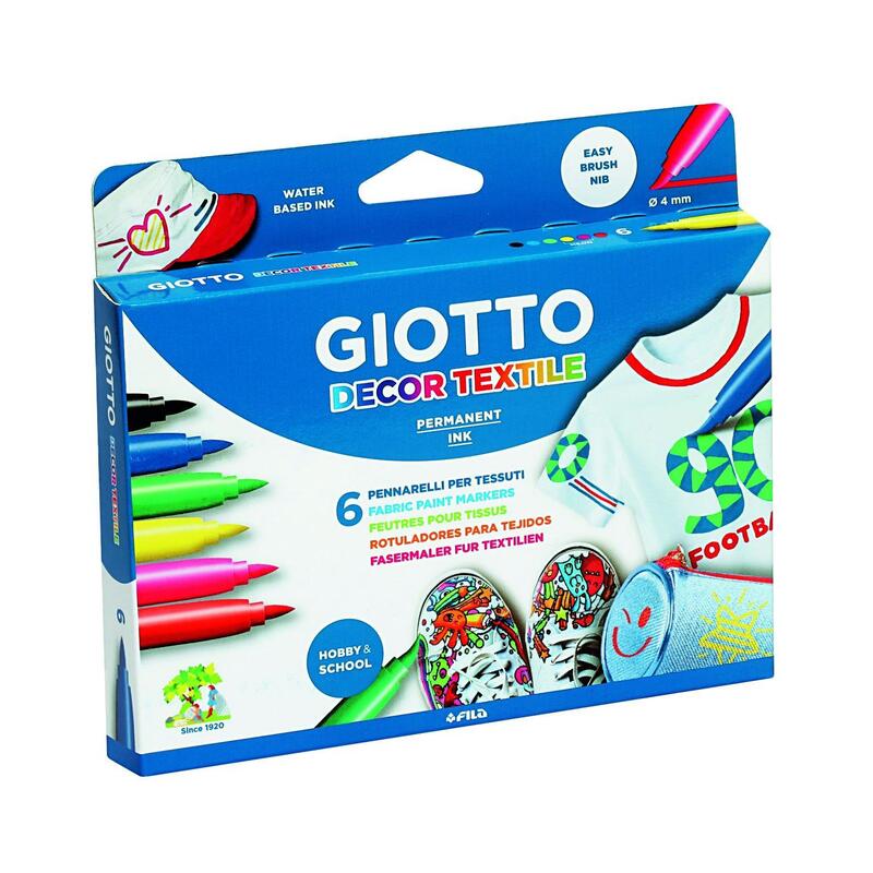 Pack De 6 Unidades Giotto Rotuladores Decor Textil Permanentes Colores Surtidos Estuche 6 Ud