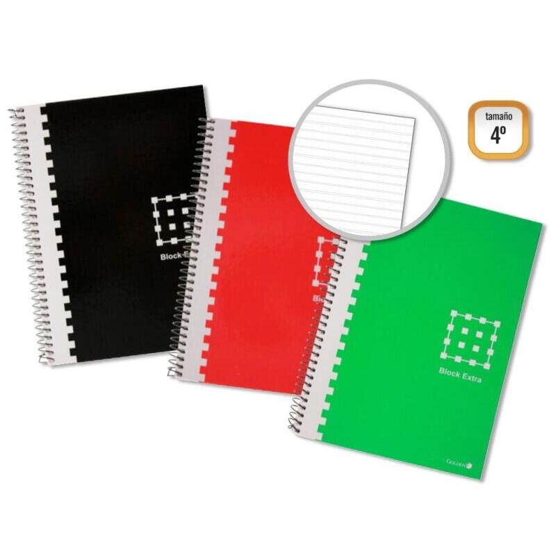 Pack De 6 Unidades Golden Cuaderno Espiral 4⺠80 Hojas 60grs Pautado 3.5mm - Margen Remarcado - Tapa Extradura -